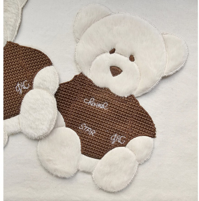 대형 빅사이즈 큰 와펜 곰돌이 와펜 브라운 니트 스타 털 곰돌이 의류 패치