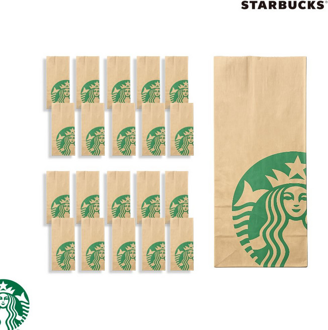 스타벅스 패스츄리 봉투 (패스트리 봉투) 크라프트 봉투 쇼핑백, 기본, 20개
