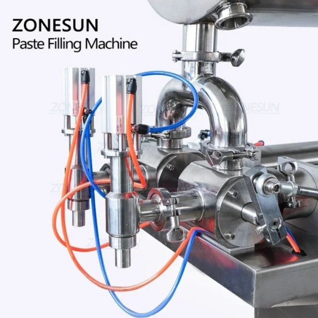 ZONESUN 반자동 2헤드 핫소스 케첩 허니 에멀젼 크림 MCT 오일 충전기 교반 기능 포함, 1개