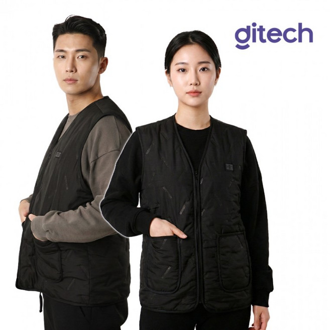 나오유 발열조끼 디테크 V넥 캠핑 보온 온열 열선 usb 패딩