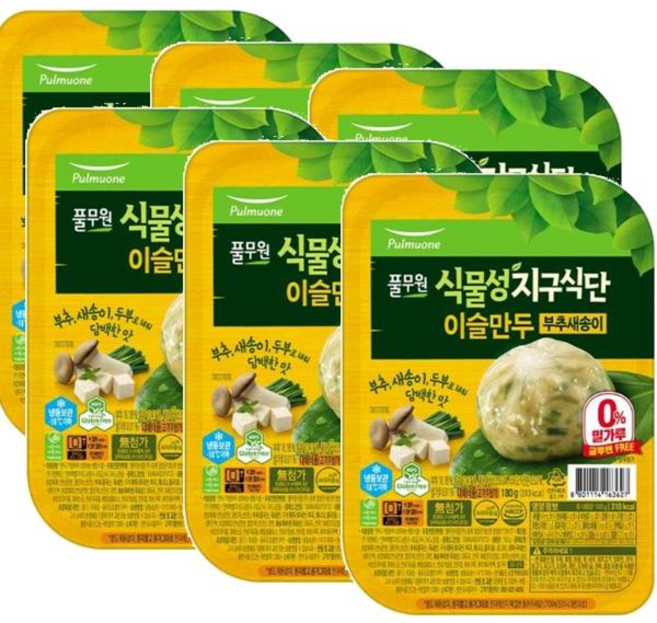 풀무원 식물성지구식단 이슬만두 부추새송이, 6개, 180g