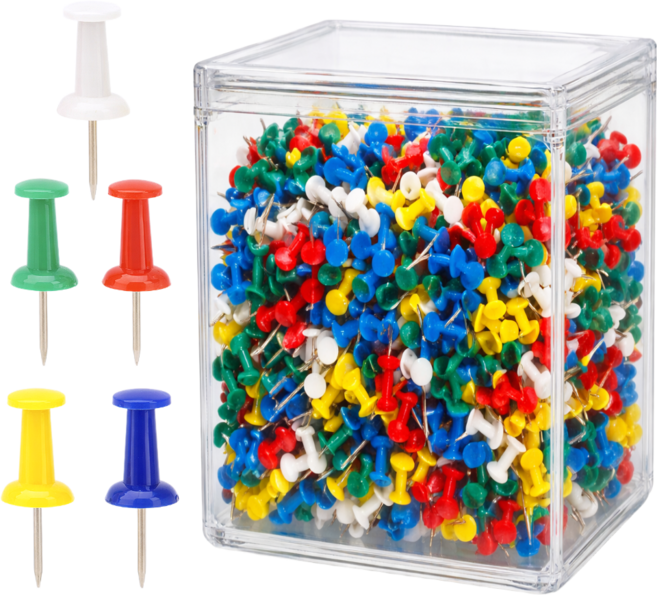 웰컴투 서류 게시판 압정핀, 1박스, 250개입, 혼합컬러