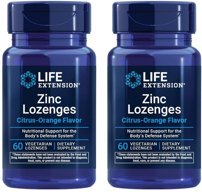 라이프익스텐션 징크 아연 시트러스 오렌지맛 베지로젠지 60정 2개