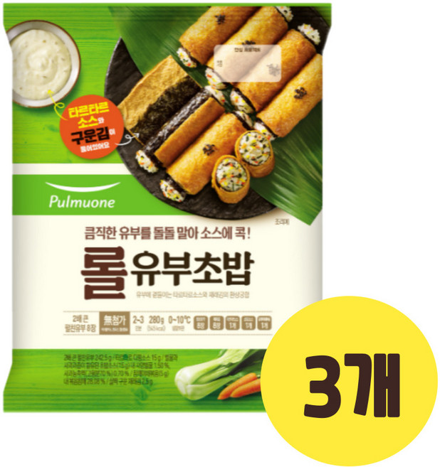 (냉장)[풀무원]롤유부초밥280g, 280g, 3개