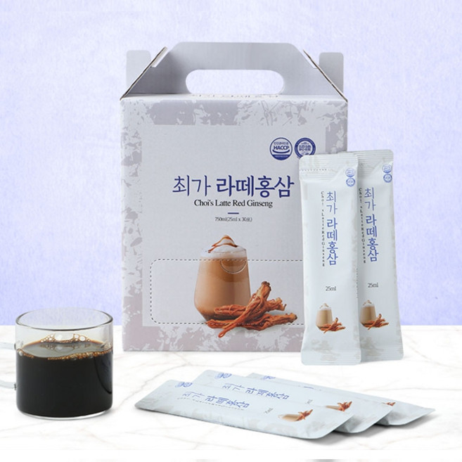 홈쇼핑 정품 신문 최가 라떼홍삼, 1세트, 30개입, 25ml