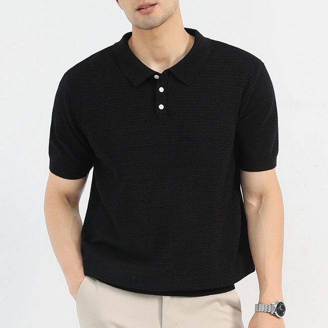 글리멜로 남자 여름 캐주얼 쿨링 니트 반팔 티셔츠