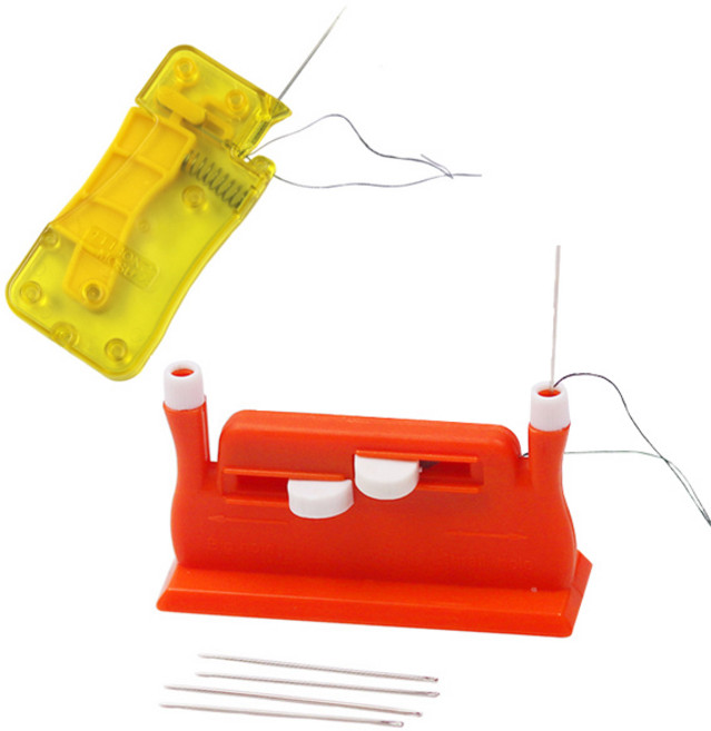 도매창고 자동 바늘 실꿰기 끼우기 끼우개 도구 교구 손바느질 노안바느질 프랑스자수 퀄트 옷수선 태교바느질 십자수, 자동바늘실꿰기-옐로우, 1개