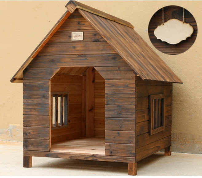원목 강아지집 개집 만들기 대형견 지붕집 DIY 진돗개 야외 집 반려, 문이없고 이중창 + 집 번호, 1개