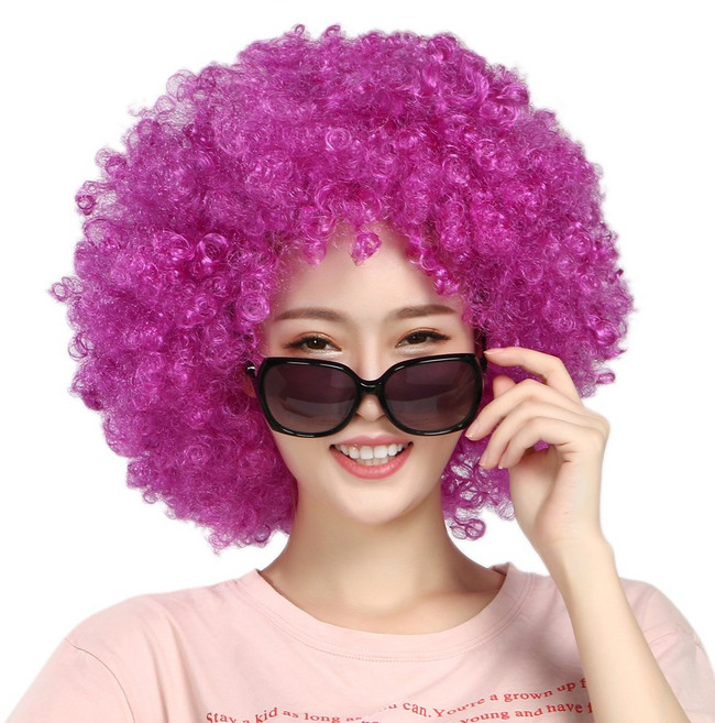 도매파티 점보 뽀글이 가발-파티 파마 코믹 노래방, 7.점보 보라색