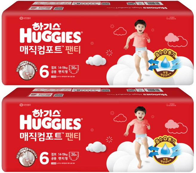 하기스 2024 매직컴포트 팬티형 기저귀 남녀공용, 6단계, 72매