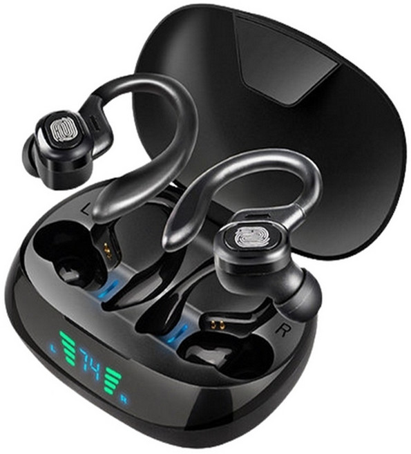 Cosy 스포츠 운동 러닝 방수 귀걸이형 완전무선 블루투스 무선 이어폰, 블랙