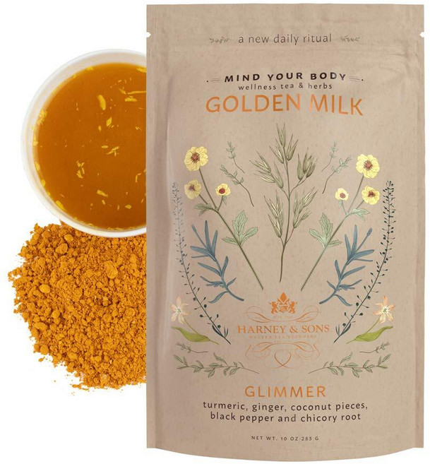 Harney & SON 온s 골든 밀크 파우더 | 강황 생강 코코넛 및 향신료가 함유된 웰니스 블렌드 283.5g10온스 백, 283.5g