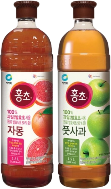 청정원 홍초 1.5L 자몽+풋사과, 2세트, 3L