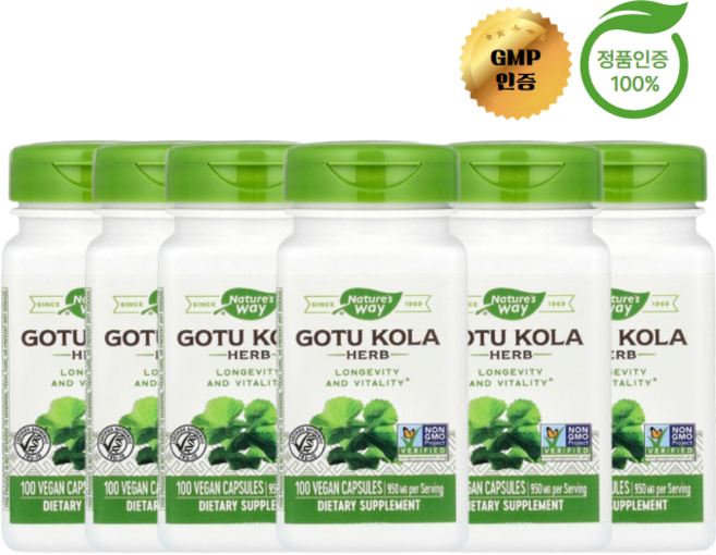 네이쳐스웨이 고투콜라 허브 950mg 100베지 캡슐 (캡슐 1정당 475mg), 100정, 6개