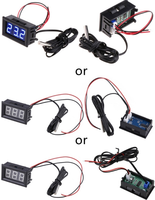 -50 ~ 110 °c DC 12v 디지털 LED 온도계 자동차 온도 모니터 패널 Me와 호환, Blue, 1개, Blue