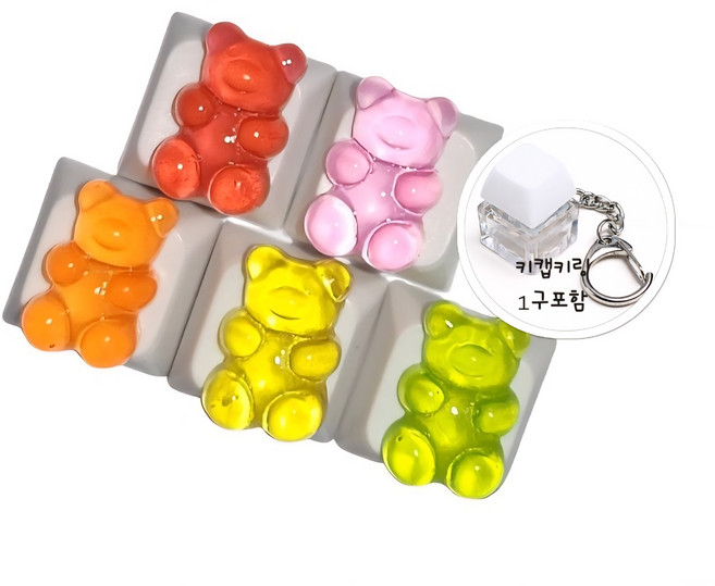 귀여운 과일 야채 젤리곰 키보드 키캡 스티커 세트(키캡키링호환) 1구키캡키링포함 키캡키링만들기, vivid, 비비드5종세트