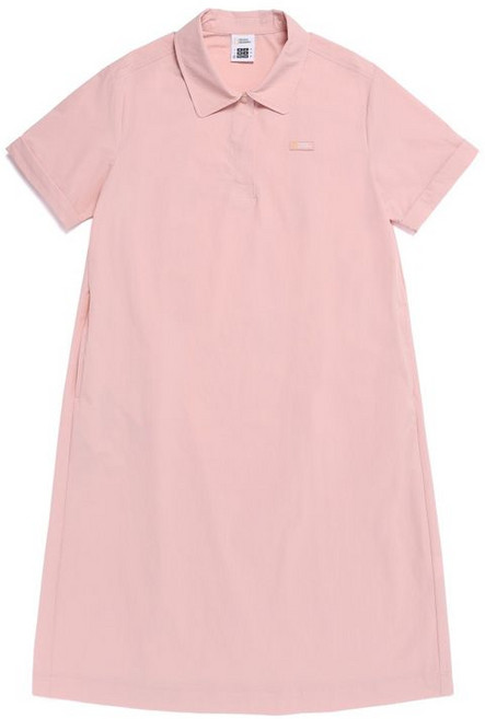 내셔널지오그래픽 NATIONALGEOGRAPHIC N262WOP140 여성 프리즈 스트레치 A라인 카라 반팔 원피스 SILVER PINK
