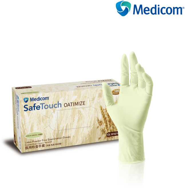 천연 귀리 오트밀 라텍스장갑 1박스(100매), 레몬그린, XS, 1개