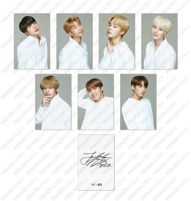 정품 국내배송 / 방탄소년단 BTS 멤버싸인 포토카드 7장세트 블랙/화이트, 화이트