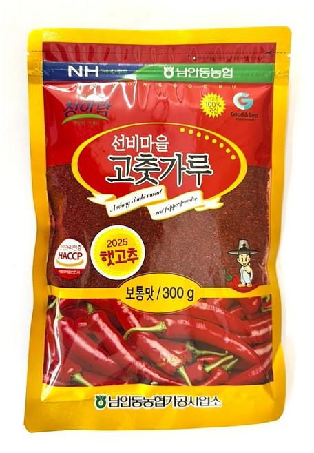 [남안동농협] 선비마을 100%국산 고춧가루 보통맛, 300g, 1개