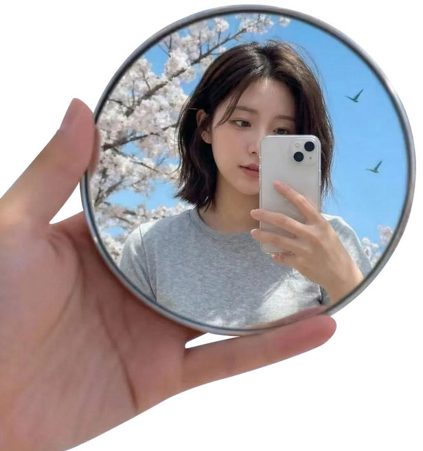 다담 여행용 셀카 촬영용 볼록거울 파우치포함, 1개, 실버