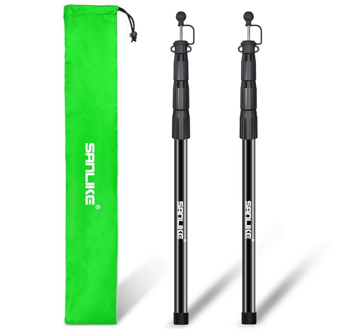 타프 슬라이드 폴대 캡형 조정 가능한 텐트 지원 막대 유리 섬유 텐트 폴 2p + 가방, 1세트