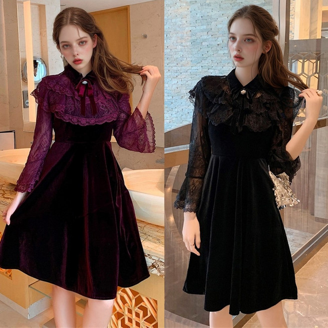 (대여) 프라이데이 벨벳 시스루 원피스(2color) 경성