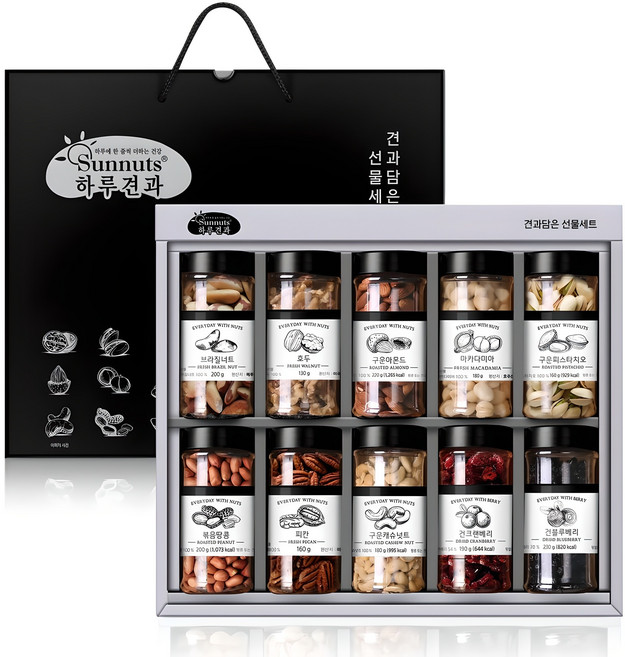 하루견과 견과담은 10종 선물세트 1.85kg + 쇼핑백, 1세트