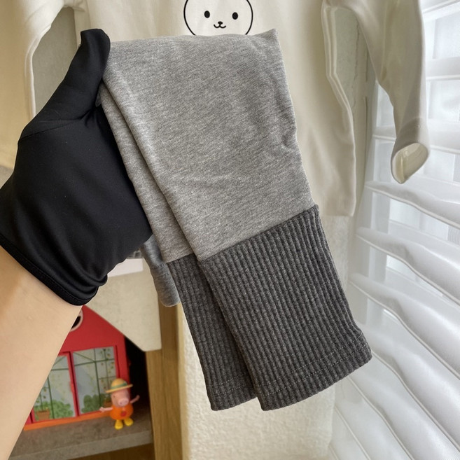 DAILY BEBE 男女寶寶羅紋彈力拼色內搭褲