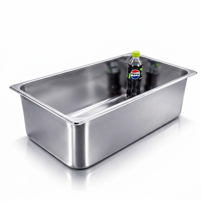 304 NSF식품 승인 사각 견고한 업소용 냉장고 반찬 스텐 밧드 바트, 1/1 (530x325mm) × 높이 20cm 몸체만, 1개