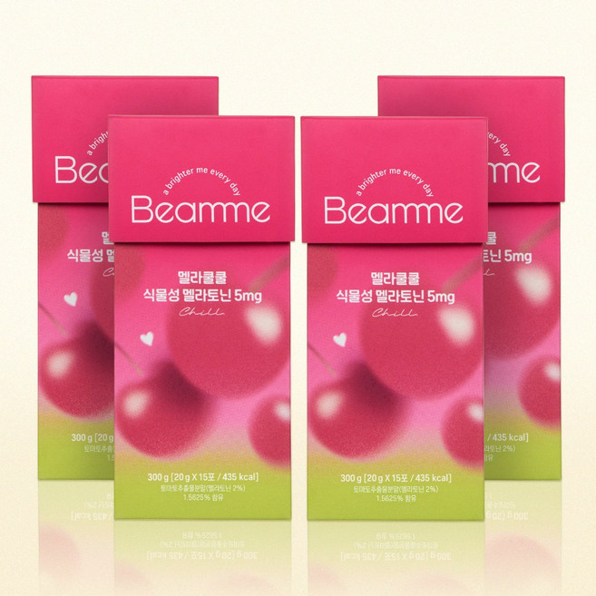 빔미 멜라쿨쿨 식물성 멜라토닌 5mg 고함량 타트체리 스틱 젤리, 4박스, 20g