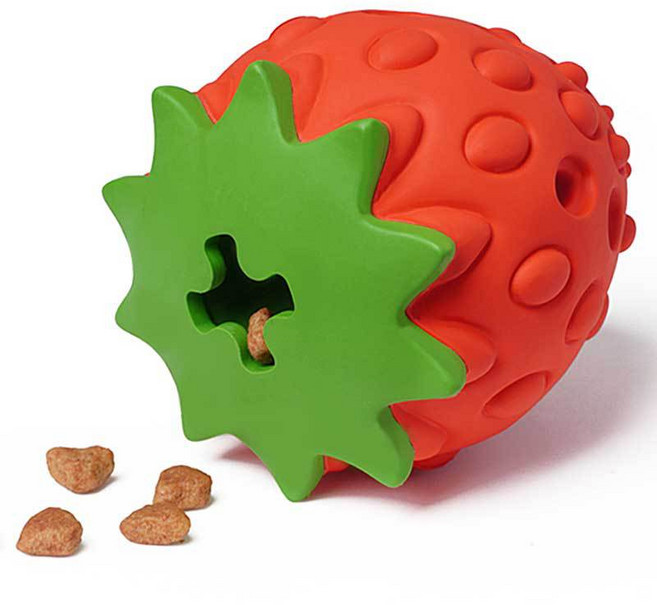 [한타오] 강아지 딸기 모양 간식볼 장난감, 1개