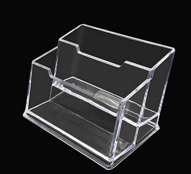 일상채움 2단 아크릴 투명 명함 꽂이 거치대, 1개