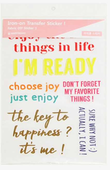 86-684 아이론 스티커_엔조이 해피니스 hdq 열전사지 고무전사지 핸드메이드 리폼전사지, 1개