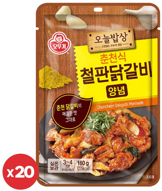 (무)오뚜기 오늘밥상춘천식철판닭갈비양념160g, 160g, 20개