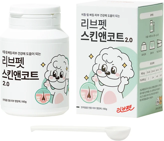 리브펫 스킨앤코트 강아지 고양이 피부 영양제, 60g, 피부/피모, 1개 - 쿠팡