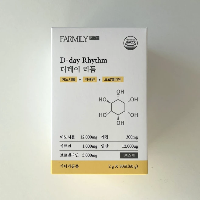 팜밀리 디데이리듬 이노시톨 엽산 브로멜라인 커큐민, 1개, 30회분 - 쿠팡
