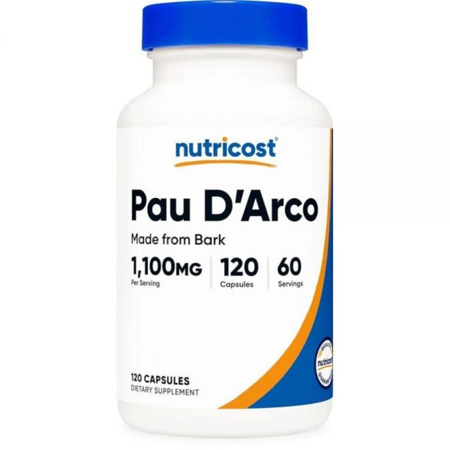 Nutricost PAU D'Arco Inner Bark 1100mg 채식주의자 캡슐 120개(60회분) - GMO 프리 및 글루텐 171814, 1개, 120정 - 쿠팡