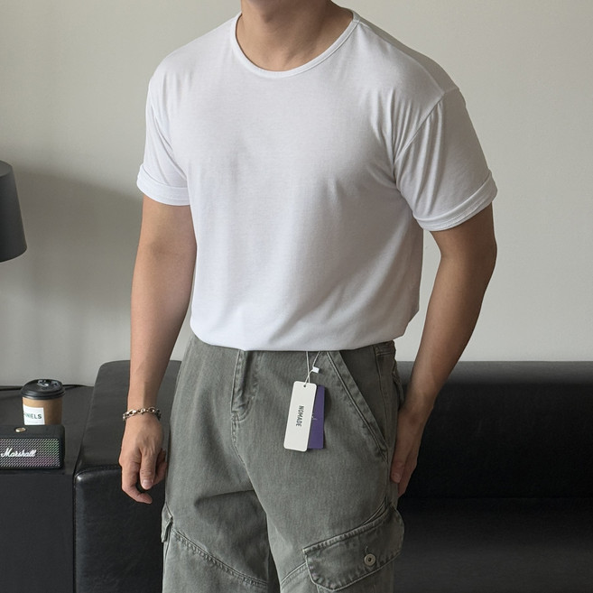 보트넥 실켓 반팔티