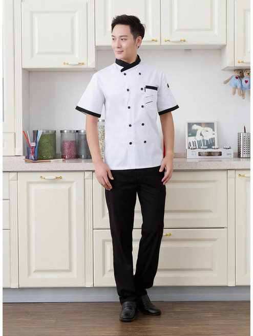 AT 潮玩藝 短袖廚師服 男款 廚房制服 夏季透氣款