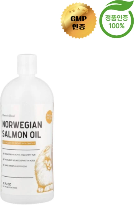 Chew + Heal 노르웨이산 연어 오일 반려견용 946ml, 1개, 오메가3 - 쿠팡