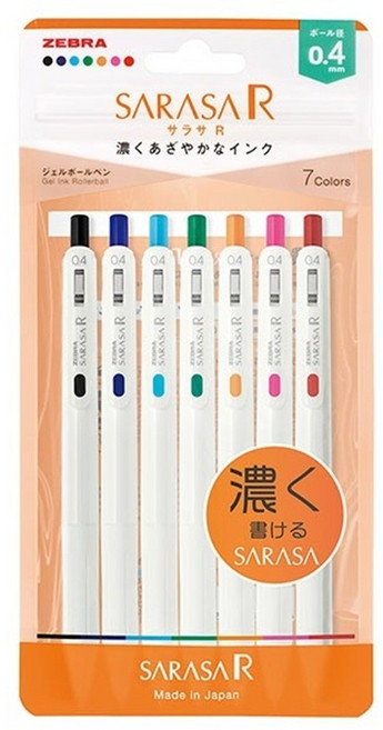 ZEBRA 노트가 깨끗하고 보기 쉽게 완성!진하고 또렷하게 SARASA-R 0.4mm 볼펜 (7C Set) / JJS29-R1-7C-N
