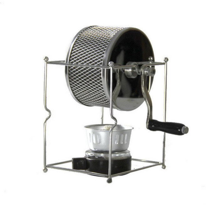 手搖家用手動烘豆機 咖啡生豆烘焙機 DIY 小型不鏽鋼滾輪烘烤機 滾筒式 烘焙網 烤籠烘焙 咖啡烘焙機, 1個, 斜網