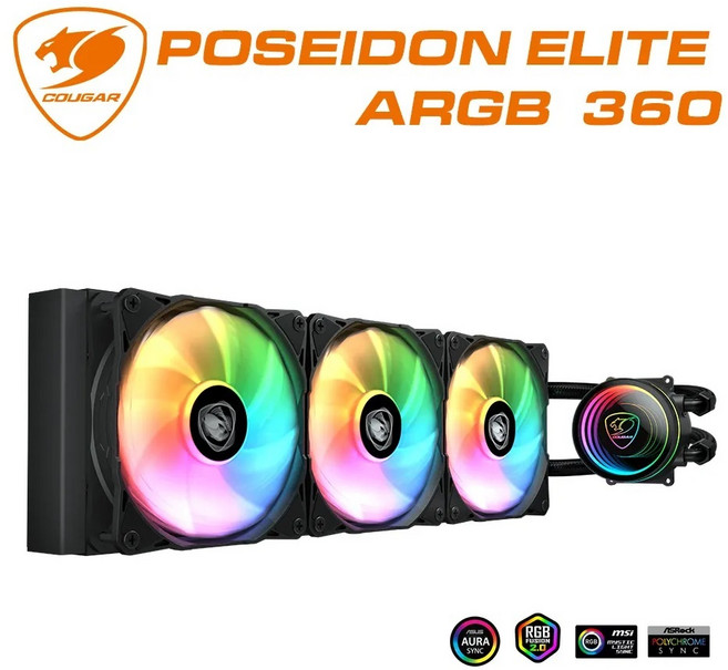 【COUGAR 美洲獅】POSEIDON ELITE ARGB 360 高效能一體式水冷散熱, 1個, 白色