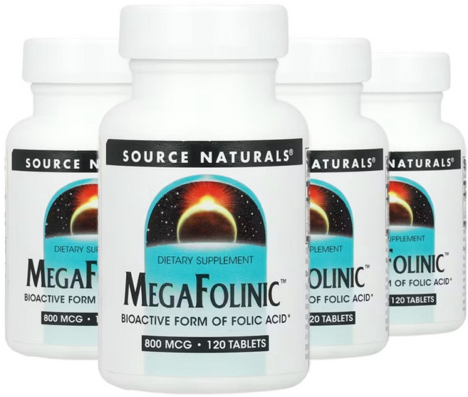 소스내추럴스 메가폴리니치 칼슘 엽산 800 mcg 120정 4개