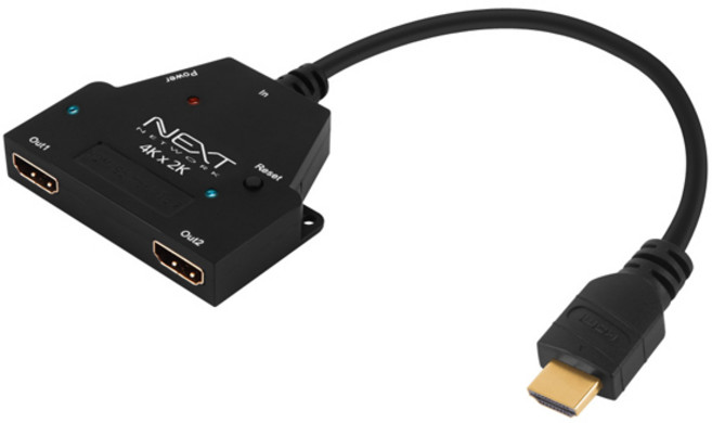 넥스트유 4202SPC4K 2포트 HDMI 분배기 케이블형 / 4K30Hz HDCP / 2대 TV 모니터 영상 동시화면 2분배기, 본상품선택, 1개