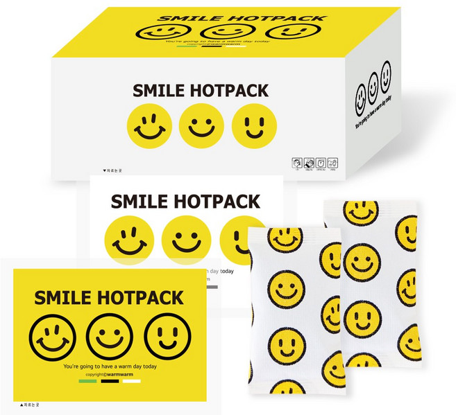 스마일 핫팩 미니 어린이 휴대용 귀여운 손난로, 40개