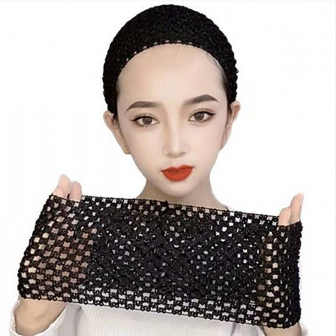 승무원 머리망 가발용 헤어밴드 망사 머리띠 그물 밴드 블랙 잔머리 고정 패션 두건