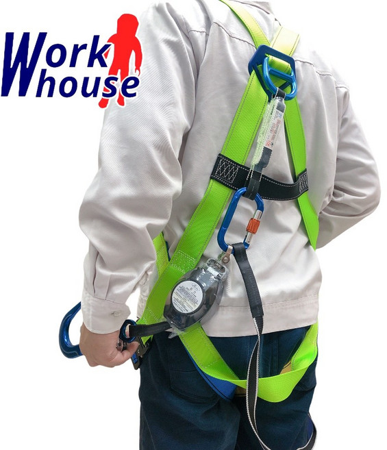 Work house 捲匣式防墜器背負式安全帶, 1個