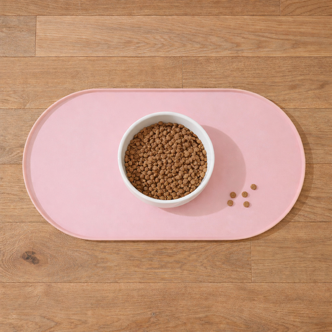 테일앤코 반려동물 식기매트 강아지 고양이 실리콘 밥그릇 매트, 1개, 핑크